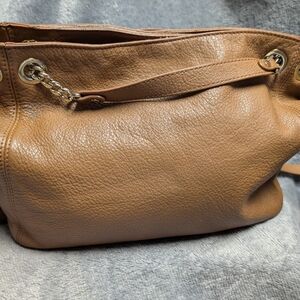 Michael Kors Pebbled Leather Shoulder Bag in Cognac